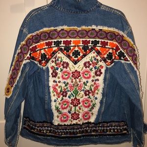 Zara Embellished Denim Jacket! NEVER WORN!